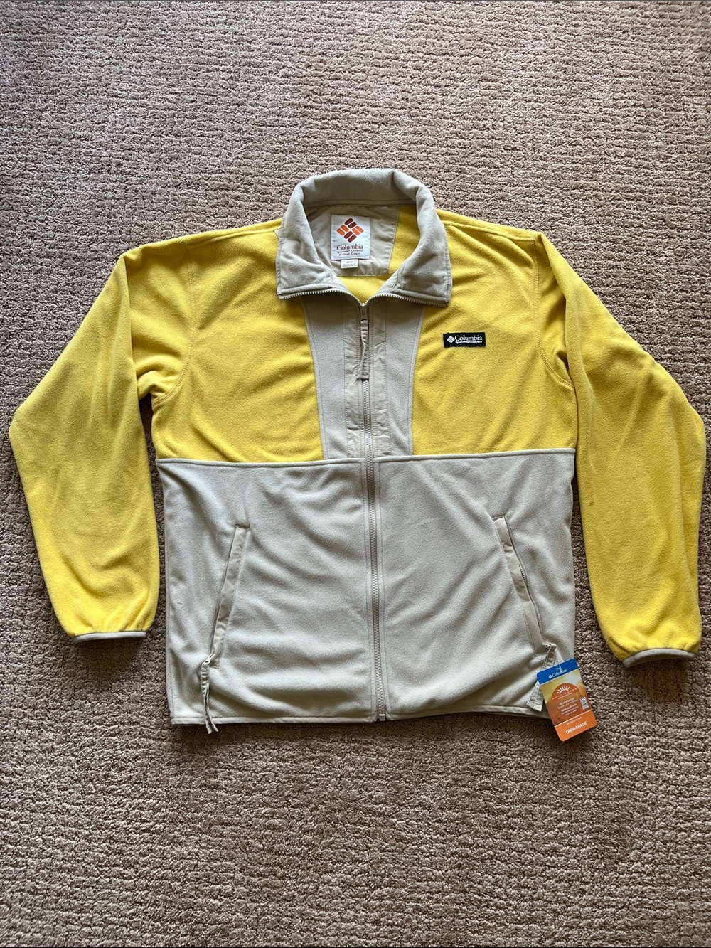 Columbia Yellow and Cream Full-Zip Fleece Jacket
